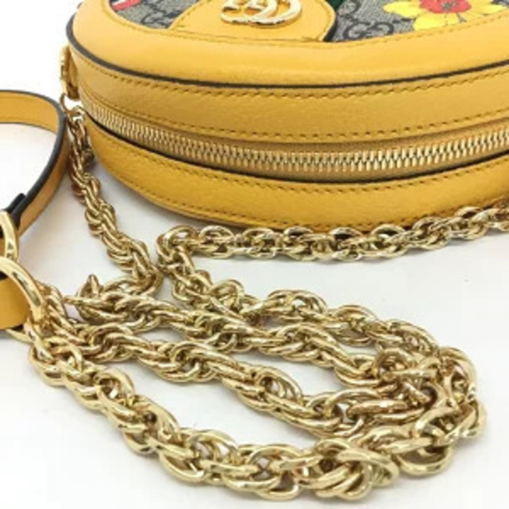 Gucci GG Flora Flower Webbing Supreme Flower Shoulder Bag Yellow